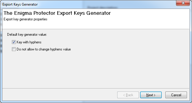 Export Key Generator - Hyphens