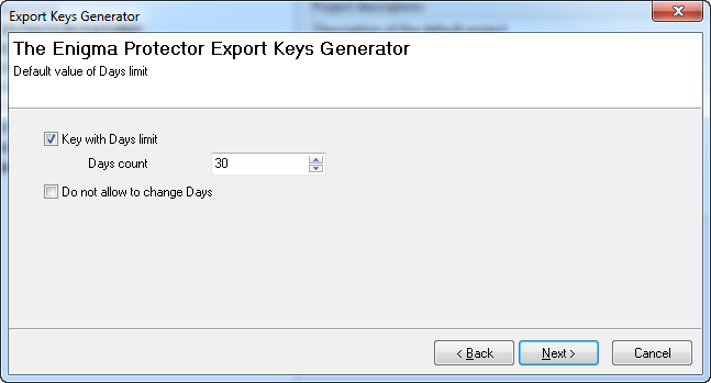 Export Key Generator - Expiration Date