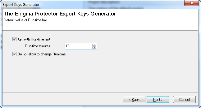 Export Key Generator - Expiration Date